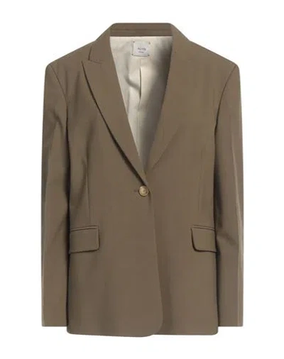 Alysi Chocolat Woman Blazer Military Green Size 8 Polyester, Virgin Wool, Elastane