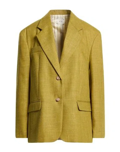 Alysi Chocolat Woman Blazer Mustard Size 6 Wool, Polyester, Linen In Yellow