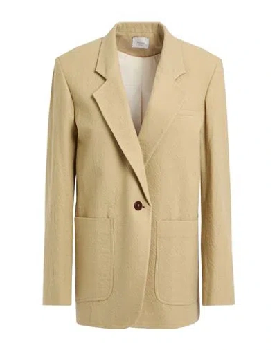 Alysi Chocolat Woman Blazer Sage Green Size 6 Virgin Wool, Wool, Viscose In Neutral
