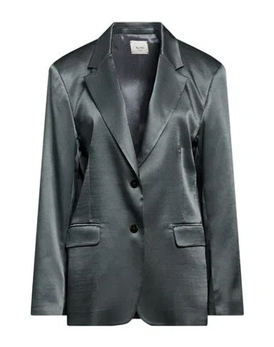 Alysi Chocolat Woman Blazer Sage Green Size 6 Viscose, Virgin Wool, Cotton In Gray