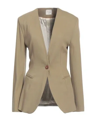Alysi Chocolat Woman Blazer Sand Size 4 Cotton, Polyamide, Elastane