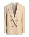 Alysi Crème Woman Blazer Ivory Size 8 Polyester, Viscose, Elastane, Wool In Beige