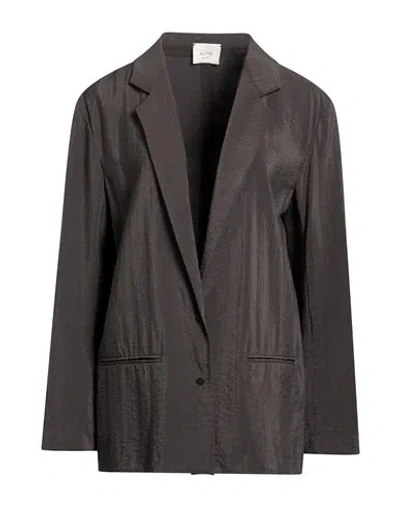 Alysi Chocolat Woman Blazer Taupe Size 4 Silk, Polyamide In Multi
