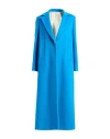 Alysi Chocolat Woman Coat Azure Size 6 Alpaca Wool, Virgin Wool, Polyamide In Blue