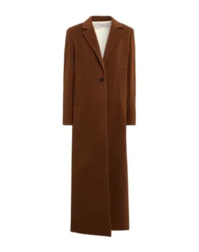 Alysi Chocolat Woman Coat Brown Size 2 Alpaca Wool, Virgin Wool, Polyamide