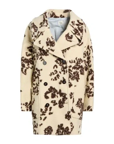Alysi Chocolat Woman Coat Cream Size 4 Wool, Polyester In Nude