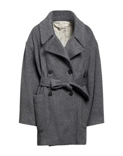Alysi Chocolat Woman Coat Grey Size 6 Alpaca Wool, Polyamide, Virgin Wool In Gray