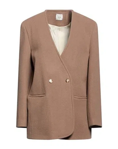 Alysi Chocolat Woman Coat Taupe Size 4 Virgin Wool In Brown
