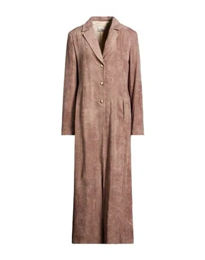 Alysi Chocolat Woman Coat Taupe Size 4 Viscose In Brown