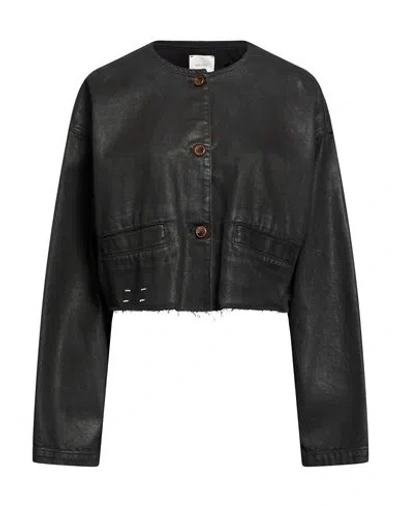 Alysi Chocolat Woman Denim Outerwear Black Size M Cotton