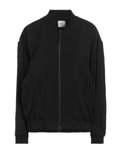 Alysi Chocolat Woman Jacket Black Size 4 Lyocell, Linen, Cotton, Polyamide