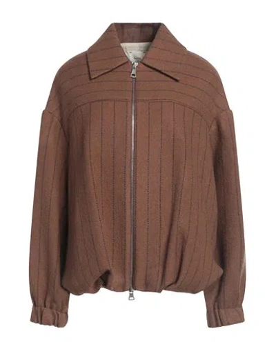 Alysi Chocolat Woman Jacket Brown Size 6 Virgin Wool, Polyamide, Wool, Viscose