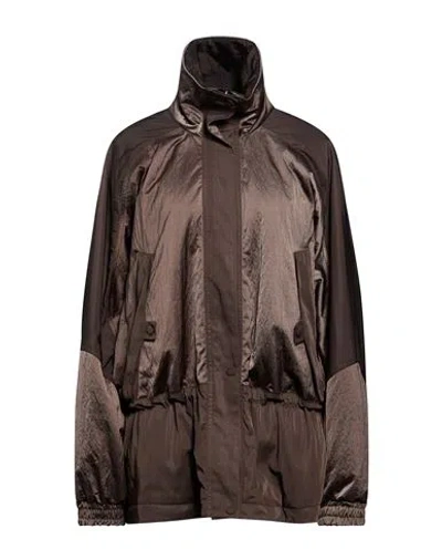 Alysi Chocolat Woman Jacket Dark Brown Size 6 Polyamide, Polyester