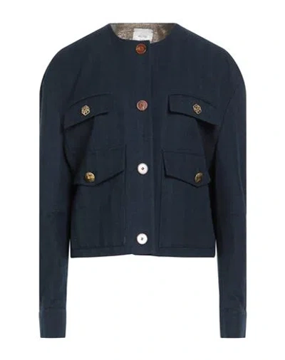 Alysi Chocolat Woman Jacket Midnight Blue Size 6 Cotton, Virgin Wool, Viscose, Polyester, Polyamide