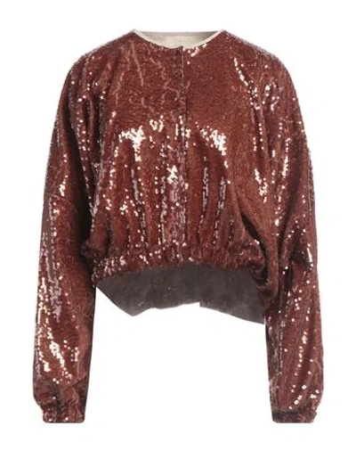 Alysi Chocolat Woman Jacket Rust Size 4 Polyester