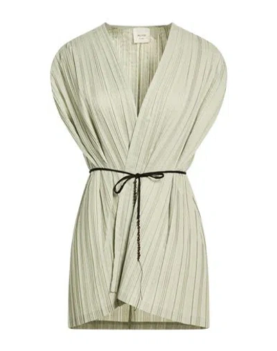 Alysi Chocolat Woman Jacket Sage Green Size 6 Polyester, Cotton