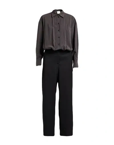 Alysi Chocolat Woman Jumpsuit Charcoal Size 6 Silk, Polyamide In Gray