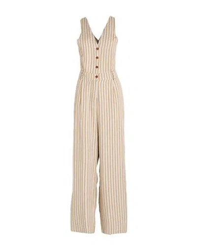 Alysi Chocolat Woman Jumpsuit Light Grey Size 4 Linen, Cotton, Polyamide In Neutral