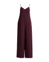 Alysi Chocolat Woman Jumpsuit Plum Size 6 Polyester, Virgin Wool, Elastane