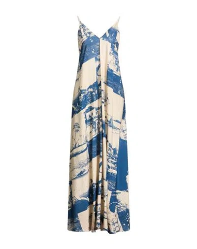 Alysi Chocolat Woman Maxi Dress Beige Size 8 Viscose, Polyamide In Blue