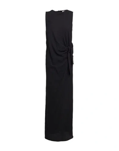 Alysi Chocolat Woman Maxi Dress Black Size 4 Virgin Wool