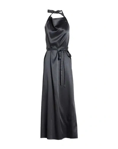 Alysi Chocolat Woman Maxi Dress Charcoal Size 2 Viscose, Virgin Wool, Cotton In Gray