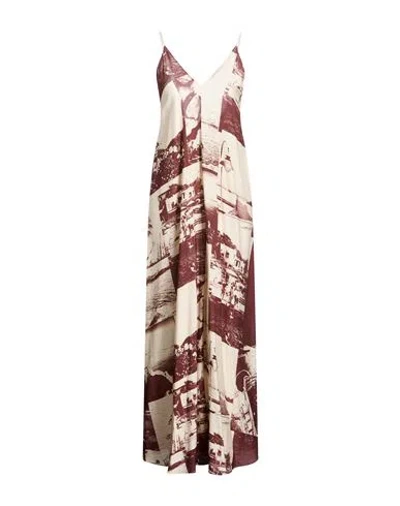 Alysi Chocolat Woman Maxi Dress Chocolate Brown Size 4 Viscose, Polyamide In Burgundy