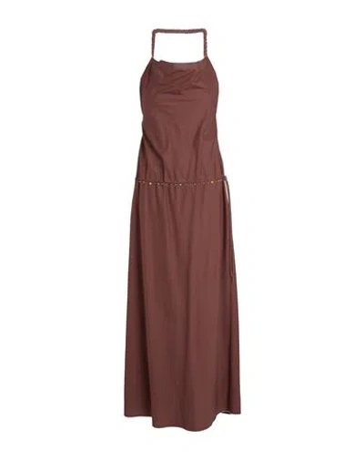 Alysi Chocolat Woman Maxi Dress Chocolate Brown Size 6 Cotton