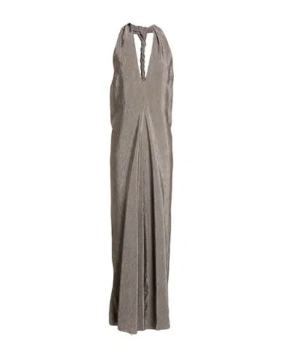 Alysi Chocolat Woman Maxi Dress Grey Size 6 Viscose, Linen In Gray