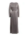 Alysi Chocolat Woman Maxi Dress Grey Size 8 Silk