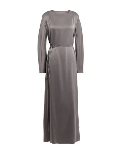 Alysi Chocolat Woman Maxi Dress Grey Size 8 Silk In Gray