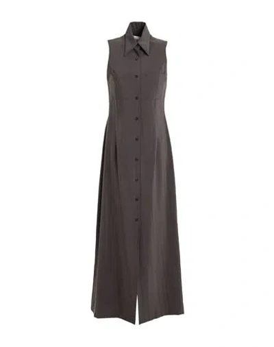 Alysi Chocolat Woman Maxi Dress Lead Size 8 Silk, Polyamide In Gray