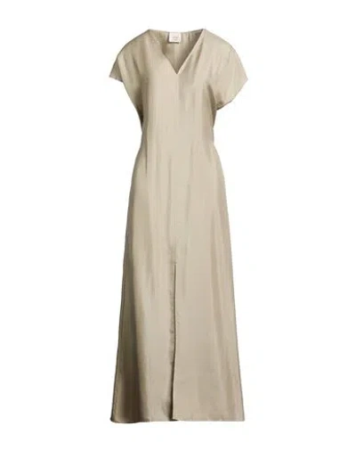 Alysi Chocolat Woman Maxi Dress Sage Green Size 4 Silk In Gray