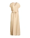 Alysi Chocolat Woman Maxi Dress Sand Size 0 Silk In Neutral