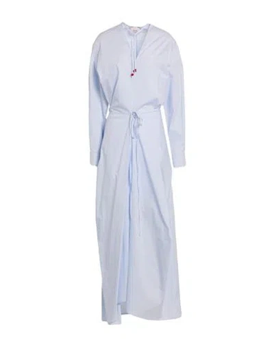 Alysi Chocolat Woman Maxi Dress Sky Blue Size 6 Cotton
