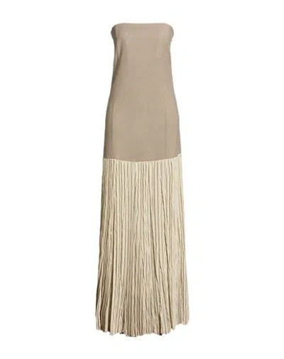 Alysi Chocolat Woman Maxi Dress Taupe Size 4 Viscose, Wool, Polyester, Elastane In Brown