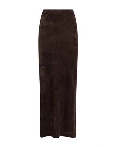 Alysi Chocolat Woman Maxi Skirt Brown Size 0 Viscose, Polyamide