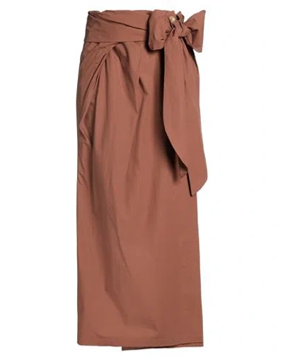 Alysi Chocolat Woman Maxi Skirt Brown Size 6 Cotton