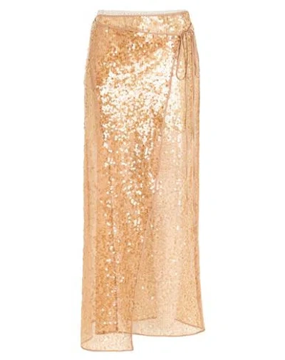 Alysi Chocolat Woman Maxi Skirt Camel Size 8 Polyester In Gold