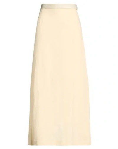 Alysi Chocolat Woman Maxi Skirt Cream Size 6 Linen, Cotton In Neutral