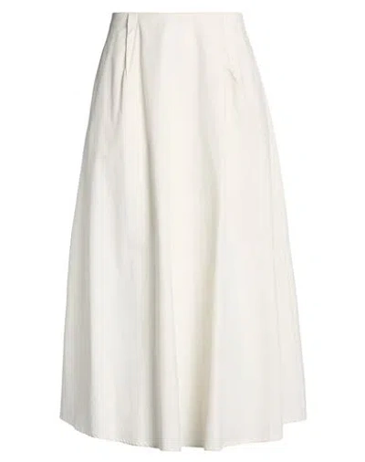Alysi Chocolat Woman Maxi Skirt Cream Size 8 Cotton In White