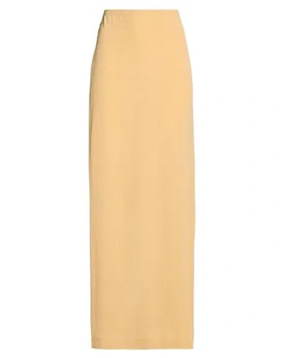Alysi Chocolat Woman Maxi Skirt Sand Size 10 Silk In Yellow