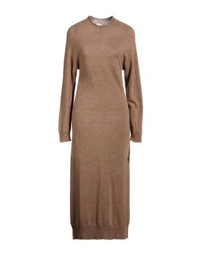 Alysi Chocolat Woman Midi Dress Light Brown Size S Merino Wool, Cashmere In Neutral