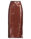 Alysi Chocolat Woman Midi Skirt Brown Size 6 Polyester