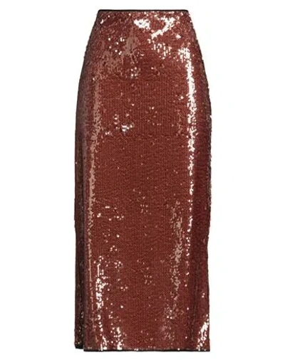 Alysi Chocolat Woman Midi Skirt Brown Size 6 Polyester