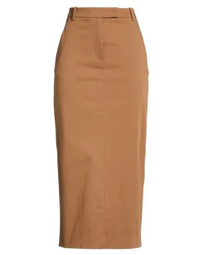 Alysi Chocolat Woman Midi Skirt Brown Size 8 Cotton, Elastane