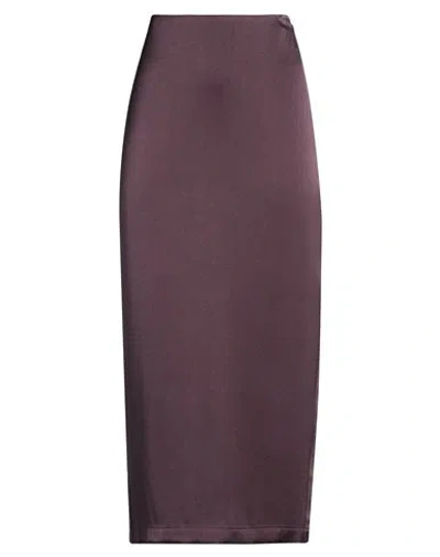 Alysi Chocolat Woman Midi Skirt Chocolate Brown Size 8 Acetate, Viscose