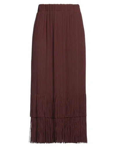 Alysi Chocolat Woman Midi Skirt Chocolate Brown Size 8 Polyester
