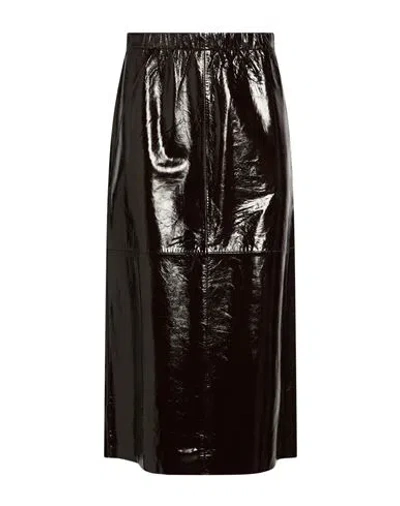 Alysi Chocolat Woman Midi Skirt Dark Brown Size 4 Lambskin