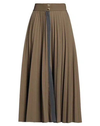 Alysi Chocolat Woman Midi Skirt Military Green Size 4 Polyester, Viscose, Elastane